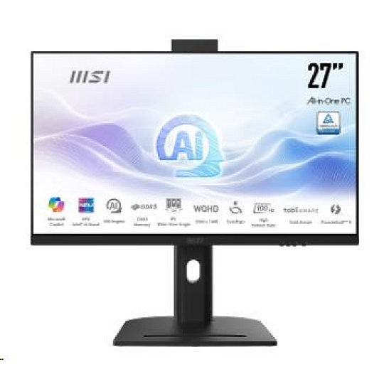 MSI PC AiO Modern AM273QP AI 1UMG-424XEU, Ultra 7 155H, 27" WQHD, Anti-Glare, 16GB, 1TB SSD, N/A, No OS, Black